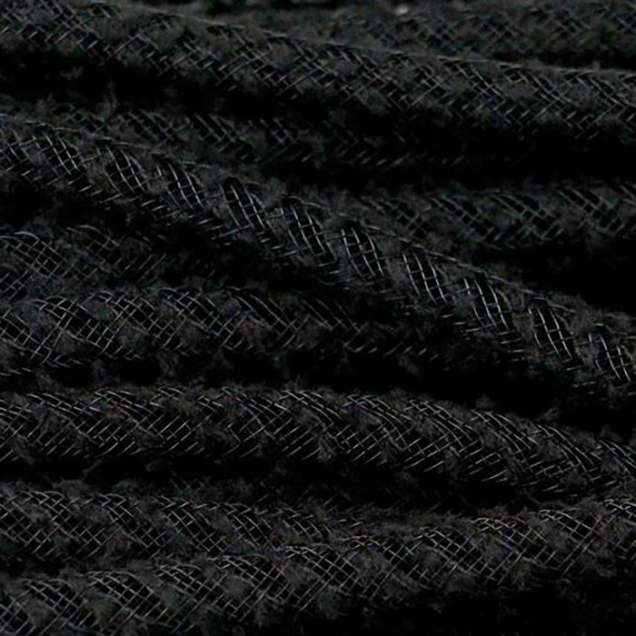 Close-up of Deco Flex Tubing Black Snowdrift RE322402, highlighting its textured braided design reminiscent of black cords. These parallel cords fill the frame with an elegance perfect for holiday creations.
