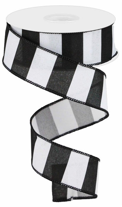 1.5"X10Yd Wide Stripe On Royal White/Black RG01351WK