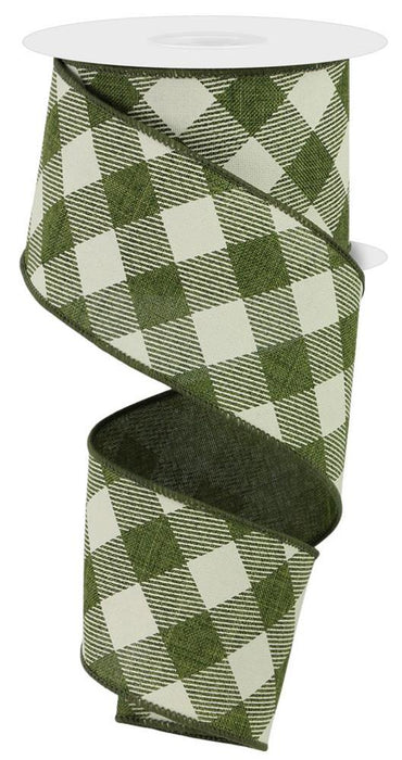 2.5"X10Yd Diagonal Check On Royal Moss Green/Ivory RGA127452