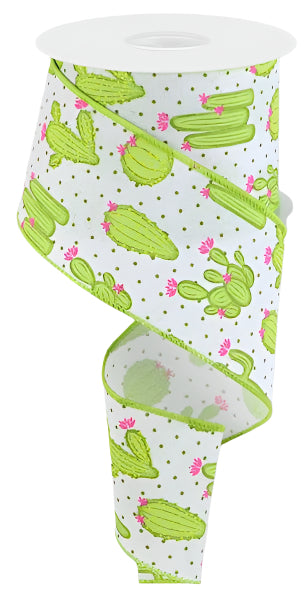 2.5"X10Yd Cactus On Royal White/Lt Green/Pink/Yellow RGA163827