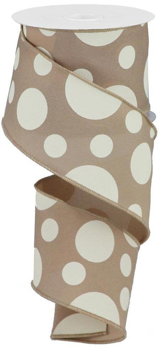 2.5"X10Yd Giant Three Size Dot/Pg Fabric Beige/Ivory RGA193901