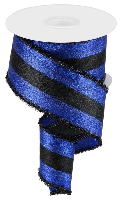 2.5"X10Yd 3-In-1 Shimmer Glitter/Tinsel  Royal Blue/Black/Royal Blue  RGA8144M9