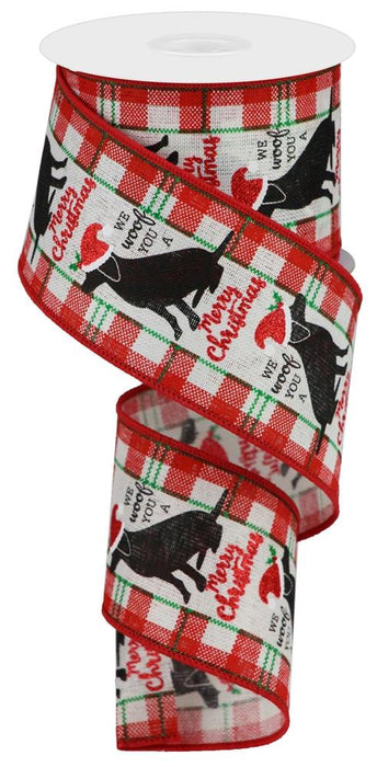 2.5"X10Yd Woof Merry Christmas/Royal Ivory/Red/White/Black/Green RGB1299A8