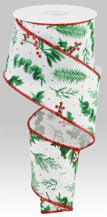 2.5"X10Yd Winter Foliage White/Green/Red RGC172827