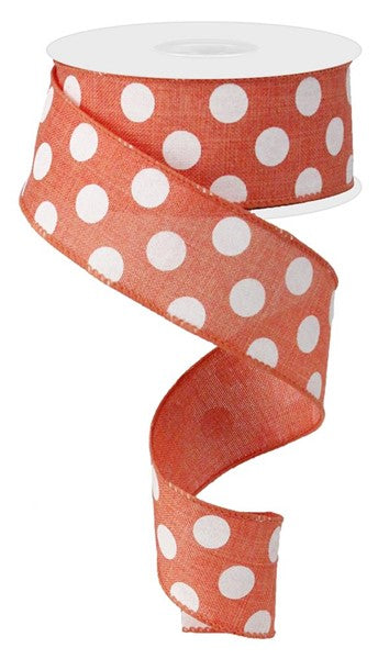 1.5"X10Yd Medium Multi Dots  Coral/White  RX914576