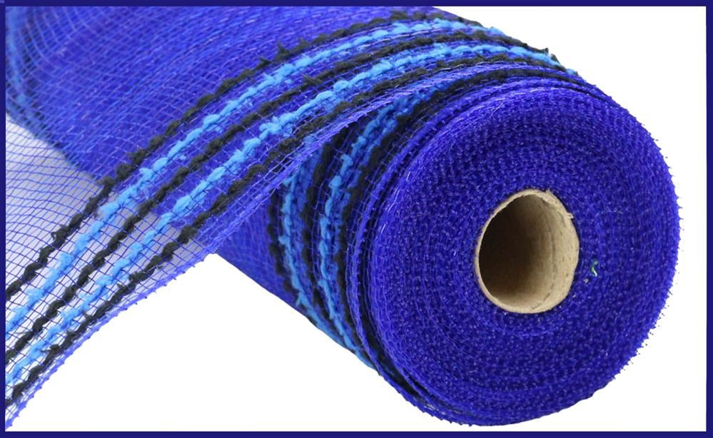 10.25"X10Yd Drift/Pp Wide Border Mesh  Royal Blue/Black  RY8116K5