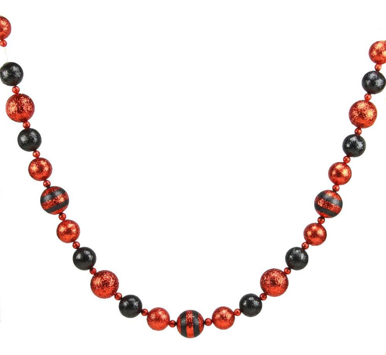 5'L Glitter Stripe Ball Garland Red/Black XG6735M2