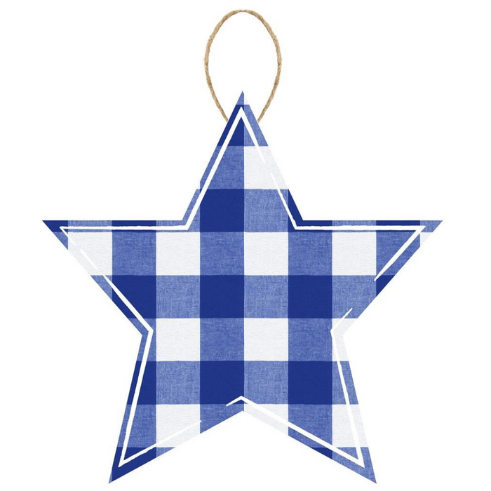 12" Blue Light Blue White Plaid Star Sign AP858403