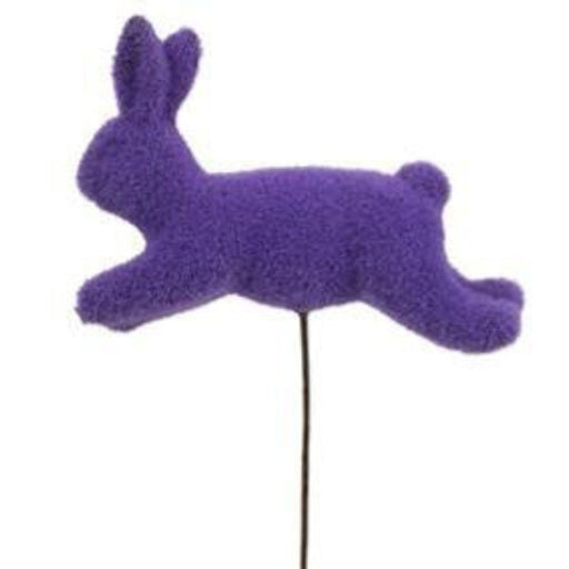 17"Oal X 8.5"L X 6"H Flocked Rabbit Pick  6 Assorted Purple, Pink, Cream, Green, Blue Yellow  HE722798