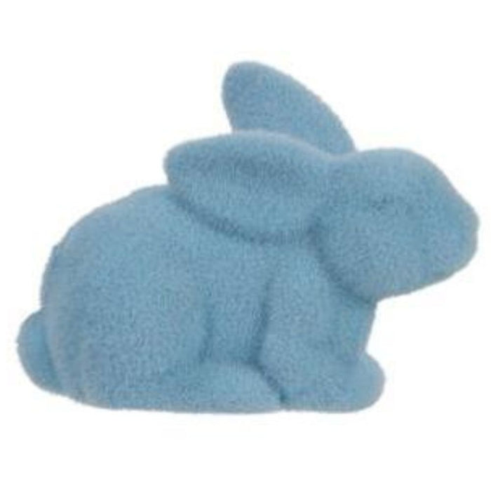 8.5"L X 6"H Flocked Laying Rabbit  6 Assorted Purple, Pink, Cream, Green, Blue, Yellow HE722998