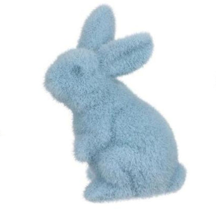 6"Hx3.5"L Flocked Standing Rabbit  6 Assorted Pastel Colors  HE724098