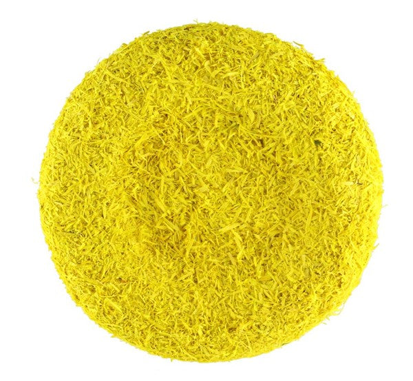 The 7 Yellow Flower Center MD037029 resembles a bright, fibrous ball with a soft, fluffy texture akin to a sunflower center, making it ideal for floral arrangements.