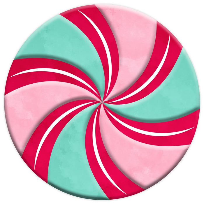 12"Dia Metal/Embossed Peppermint  Red/Pink/Mint  MD0733