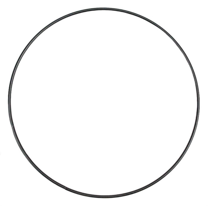 The 12"Dia Wire Ring (5mm) Black MD080902 is a slim black metal hoop, forming a perfect circle against a white background.