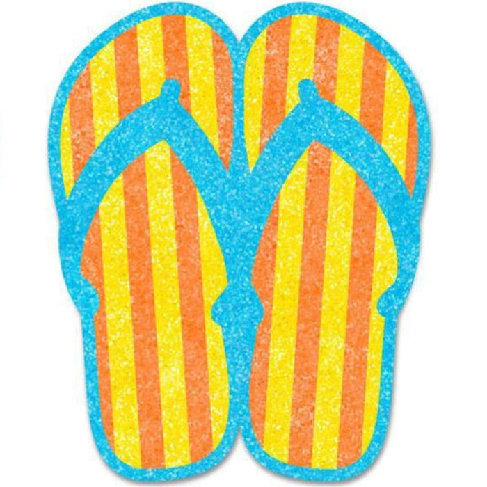 A pair of 20Hx16L Glitter Flip Flops in hot pink, turquoise, and multi-colors (MS1717), viewed from above on a white background.