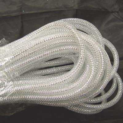 White Silver Foil Deco Flex Mesh Tubular Ribbon RE300440
