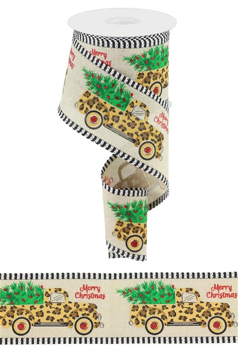 2.75"X10Yd Leopard Truck W/Tree/Stripe Light Natural/Dark Gold/Brown/Black/Green RGA819018