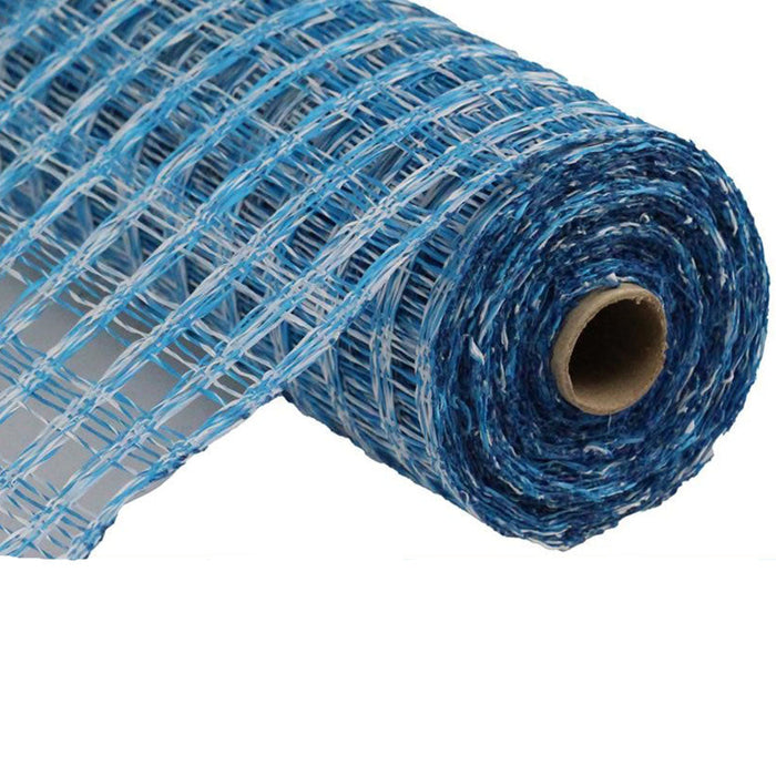 10" Blue White Two Tone Poly Burlap Check Mesh RP815342