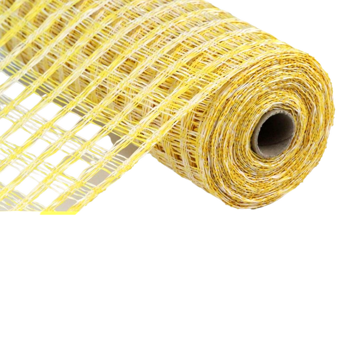 10" Yellow White Two Tone Poly Burlap Check Mesh RP8153M2