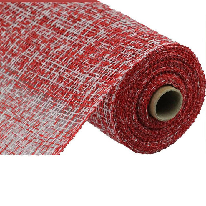 10" Red White Two Tone Poly Burlap Mesh RP815634