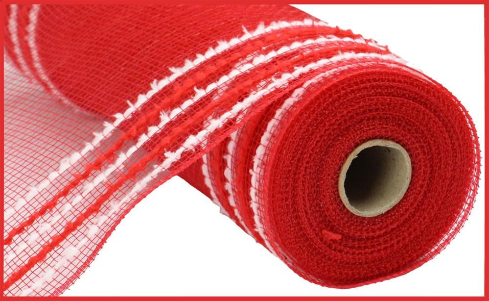 10.25"X10Yd Drift/Pp Wide Border Mesh Red/White RY811649
