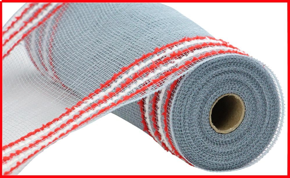 10.25"X10Yd Drift/Pp Wide Border Mesh Grey/Red/White RY8116N4