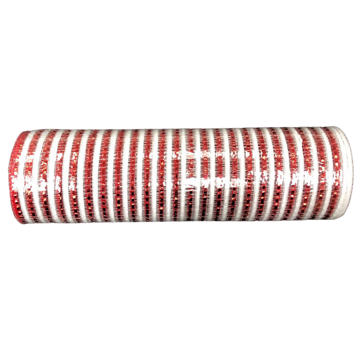 10" Red White Thin Bold Stripe Mesh XB100510-12