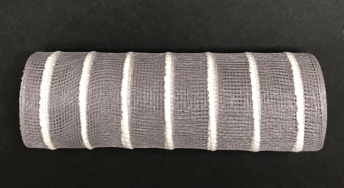 The XB107610-51 model is a 10X10Y Pewter-White Fuzzy Stripe Mesh filter, featuring evenly spaced white bands on a dark background with a prominent cylindrical shape and grid-like pattern highlighting its sleek design.