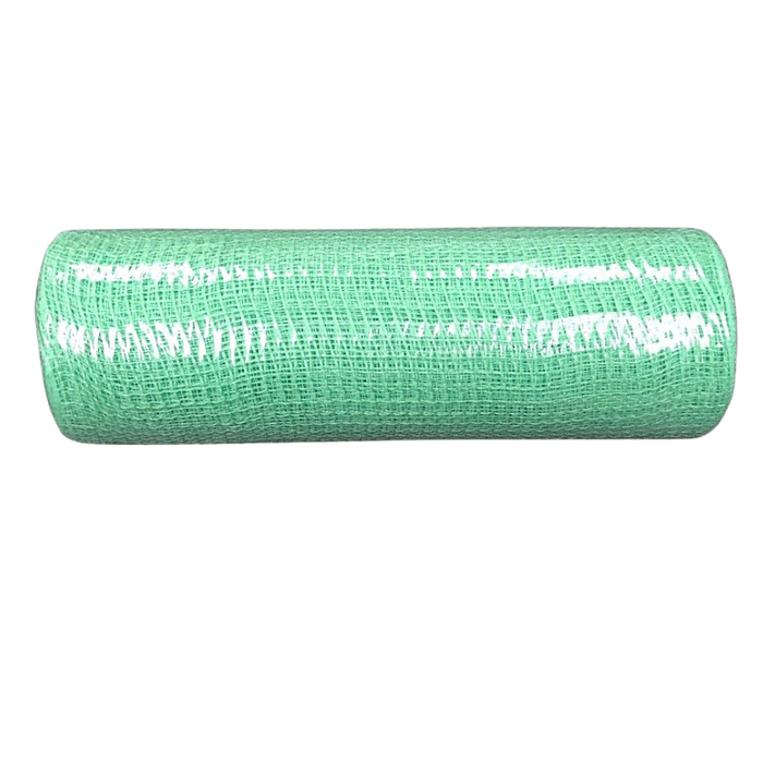 The 10 Mint Fabric Mesh XB97910-06, made from durable polypropylene with a reflective surface, is rolled into a cylinder on a pristine white background.
