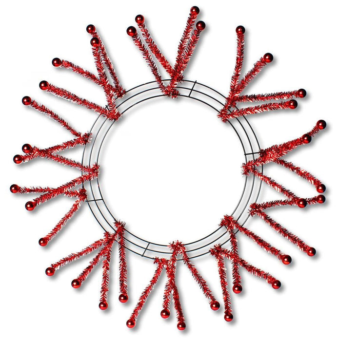 Red Metallic Pencil Work Wreath with Balls XX751524