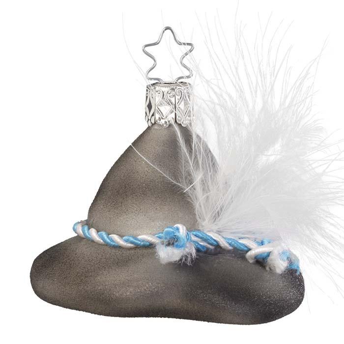 Bavarian Hat with Feather Christmas Ornament Inge-Glas 1-105-15