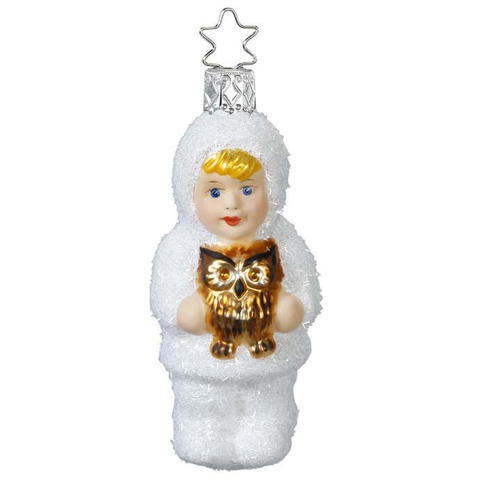 Kinder of Forest Child with Owl Christmas Ornament Inge-Glas 1-164-15