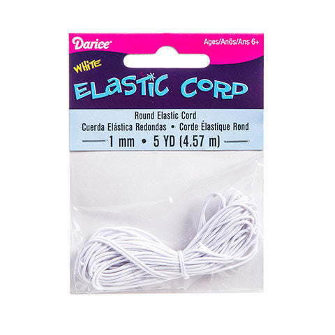 1mm Round White Elastic Cord 5 yards 1170-50