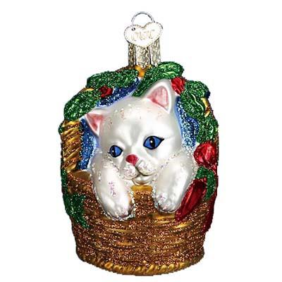 Kitten in Basket Ornament 12217 Old World Christmas