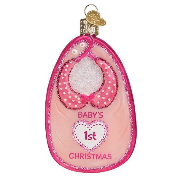 Pink Baby Bib 32386 Old World Christmas Ornament