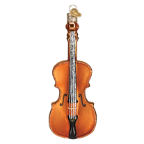 The Cello Old World Christmas Ornament 38053 is a handcrafted, hand-painted glass ornament shaped like a brown cello with black strings, silver detailing, and a gold loop for hanging—perfect for adding old world charm to your tree.