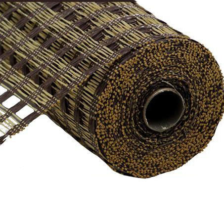10" Chocolate Beige Poly Burlap Check Mesh RP8121J7