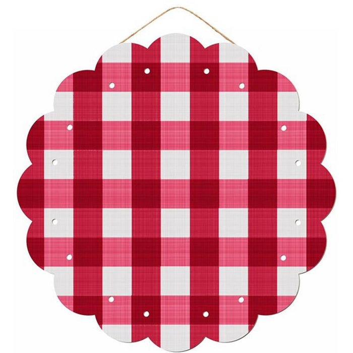 21" Red White Checked Scalloped Edge Sign AP858554