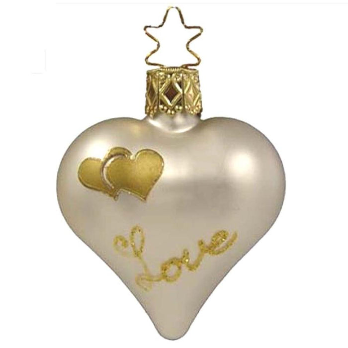 White Love Heart Inge-Glas Christmas Ornament 1-215-06