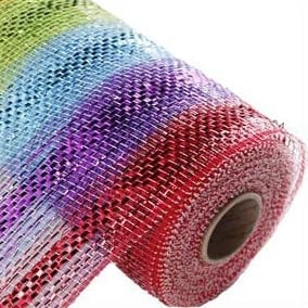 10" Rainbow Deluxe Metallic Stripe Deco Poly Mesh RE137817