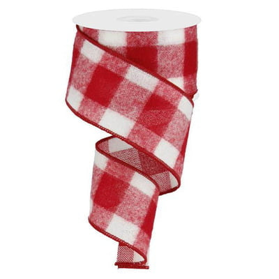 2.5" Fuzzy Red White Large Check ribbon RG01756F3