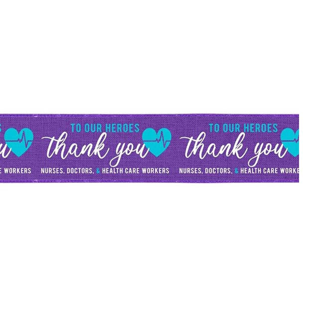 2.5" Thank You Healthcare Heroes Purple Turquoise Ribbon RGC112723