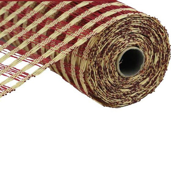 10" Beige Cranberry Poly Burlap Check Mesh RP8121F7