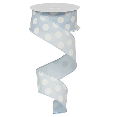 1.5" Medium Dot Light Blue White Ribbon RX914575