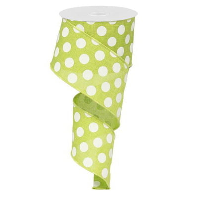 2.5" Medium Multi Dot Lime Green White Ribbon RX9146WW