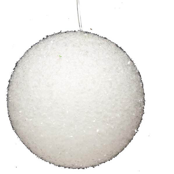 4.75" White Glitter Ball Ornament XJ430127