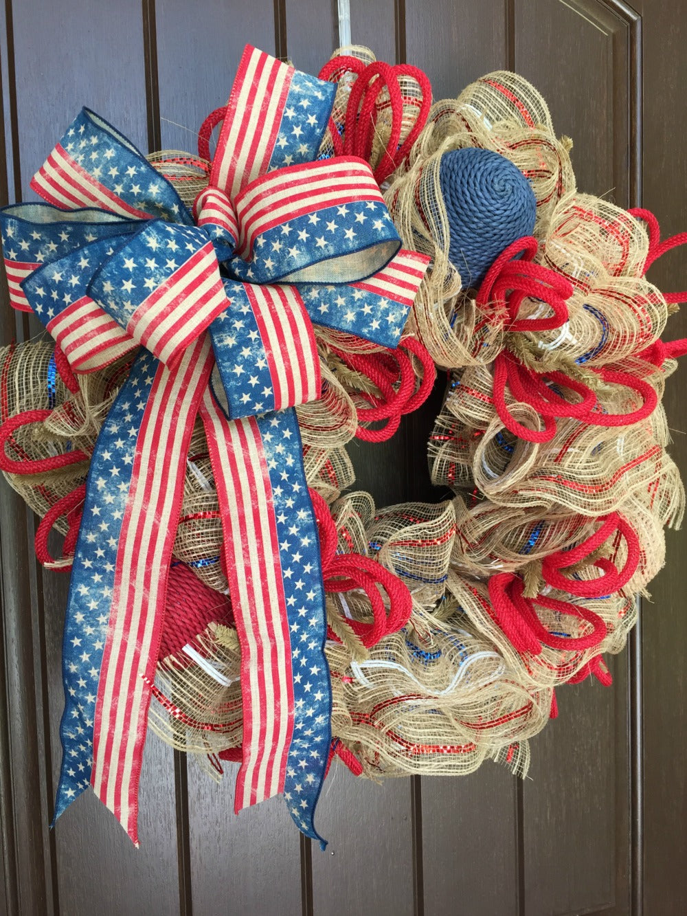 Patriotic Wreath with Jute Tubing and a Bow 2017