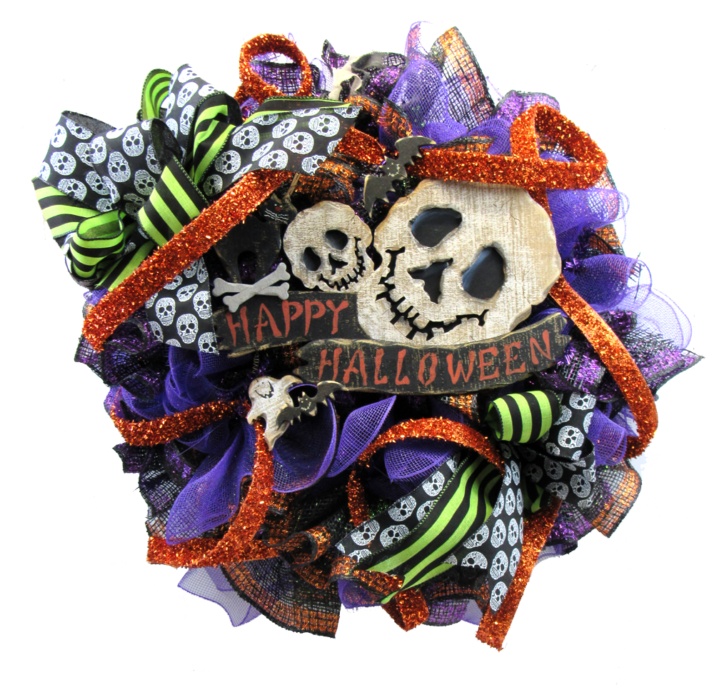 2017 Happy Halloween Skull Wreath Tutorial