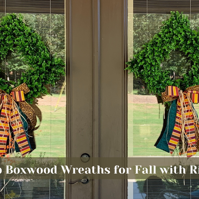 Dress up a Boxwood Wreath for Fall with a Bow Made with the EZ Bowmaker