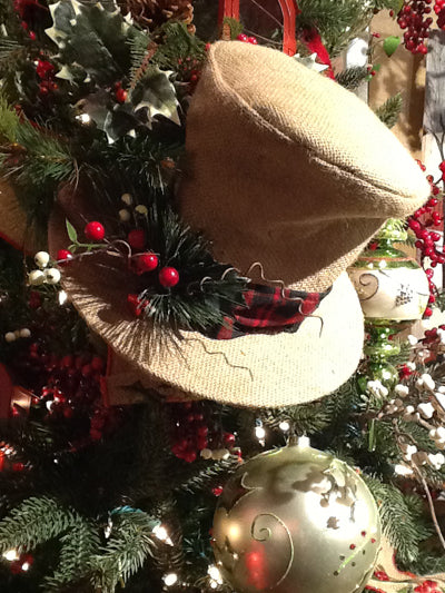 RAZ Burlap Top Hat Christmas Decoration